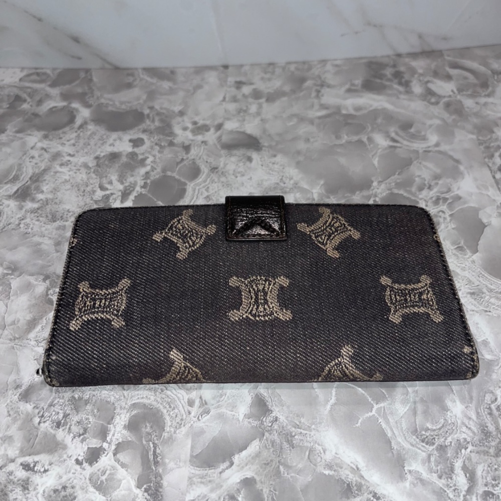 Celine logo gray denim long wallet - Picture 2 of 11